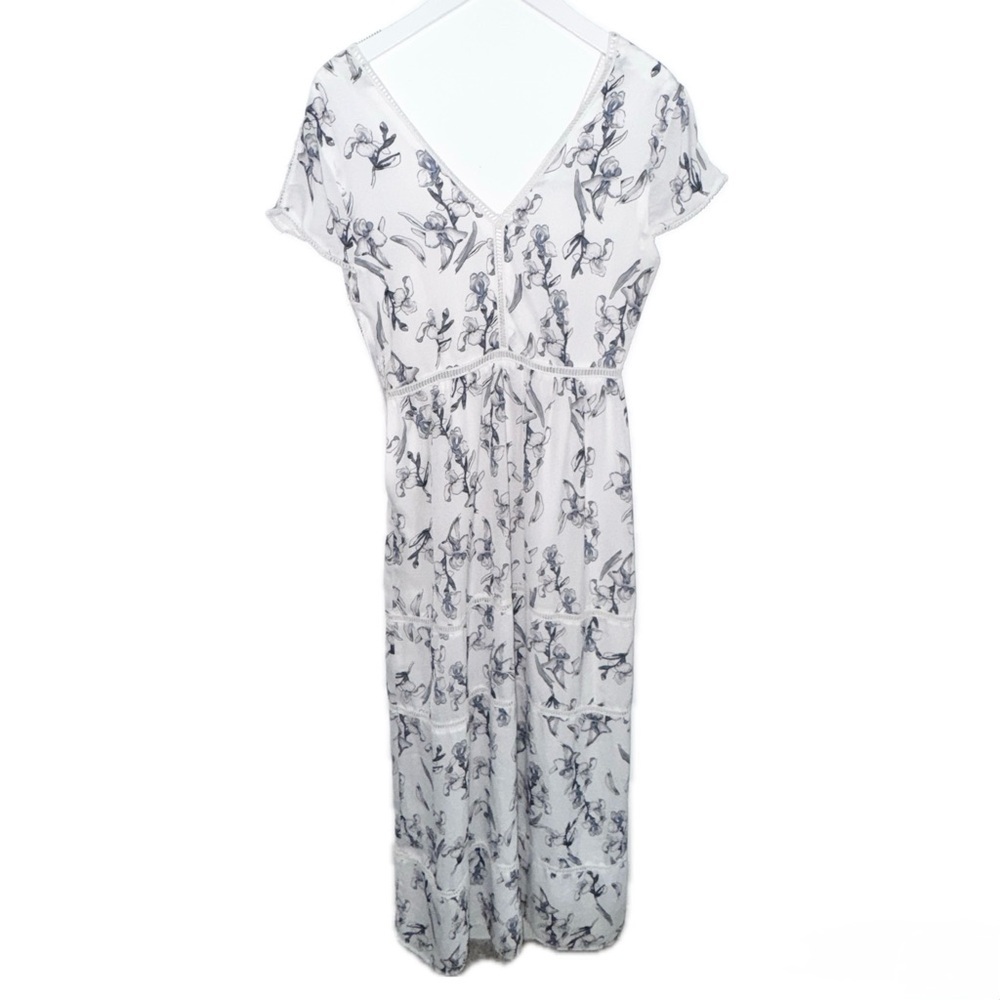 Lucca Blue & White Floral Maxi Dress V-Neck Front & Back - Picture 2 of 5